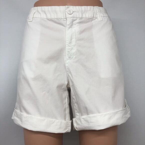 Liz Claiborne Summer White Cuffed Hem Shorts Side and Back Pockets Mid Rise - Picture 16 of 16